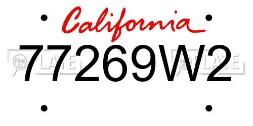 77269W2 California License Plate