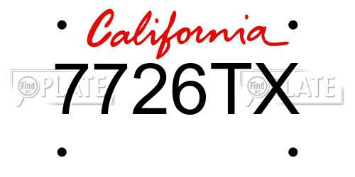 7726TX California License Plate