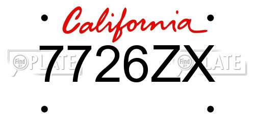 7726ZX California License Plate