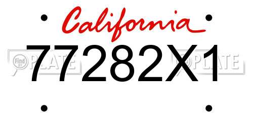77282X1 California License Plate