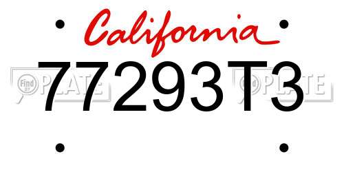 77293T3 California License Plate