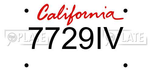 7729IV California License Plate