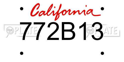 772B13 California License Plate