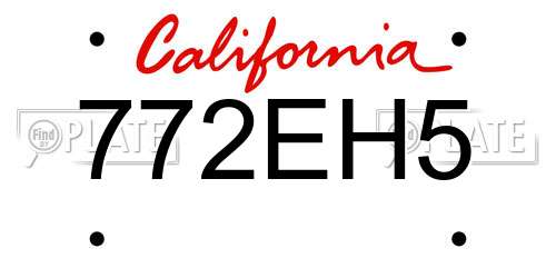 772EH5 California License Plate