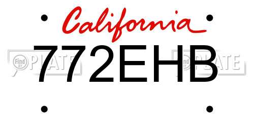 772EHB California License Plate