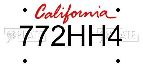 772HH4 California License Plate