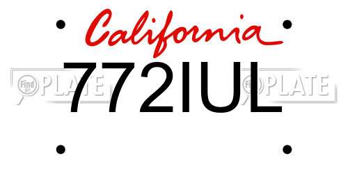 772IUL California License Plate