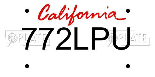 772LPU California License Plate