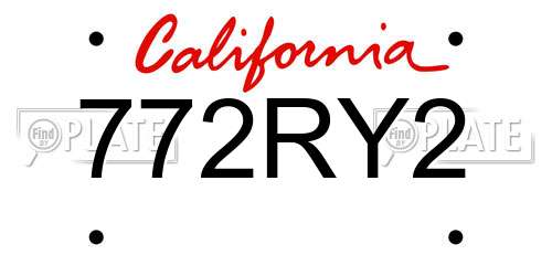 772RY2 California License Plate
