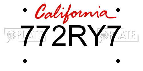 772RY7 California License Plate