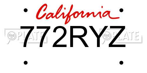 772RYZ California License Plate