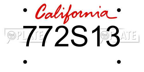 772S13 California License Plate