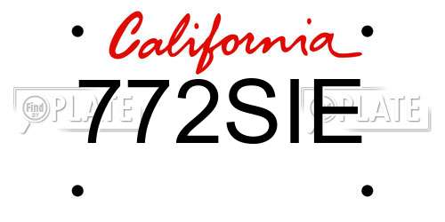 772SIE California License Plate