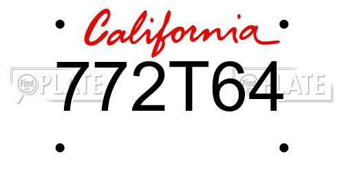 772T64 California License Plate