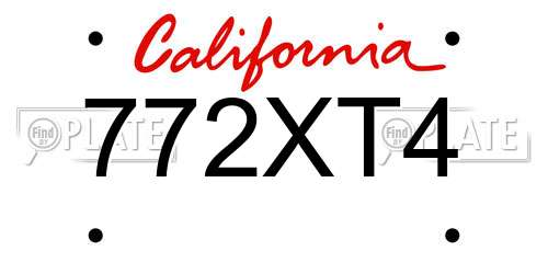 772XT4 California License Plate