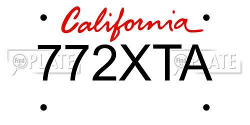 772XTA California License Plate