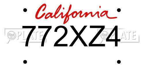 772XZ4 California License Plate