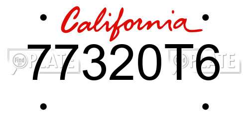77320T6 California License Plate