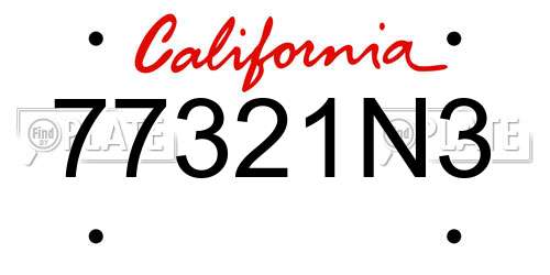 77321N3 California License Plate