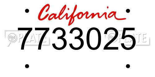 7733025 California License Plate