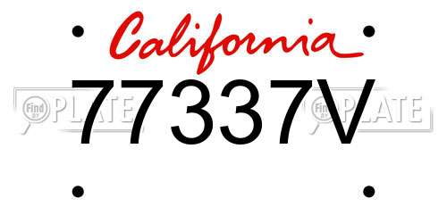 77337V California License Plate