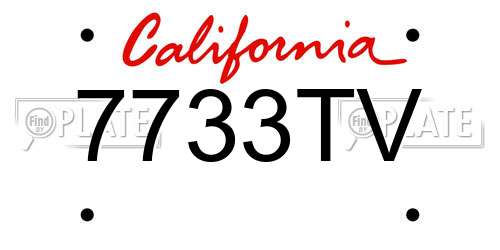 7733TV California License Plate