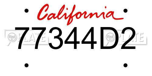 77344D2 California License Plate