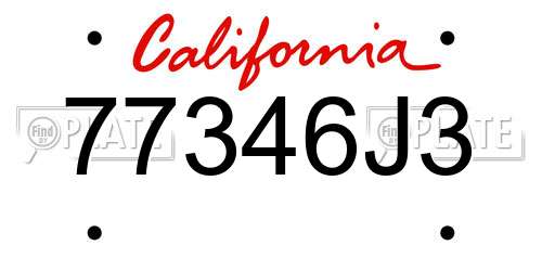77346J3 California License Plate