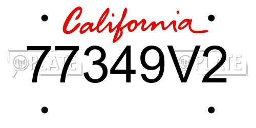 77349V2 California License Plate