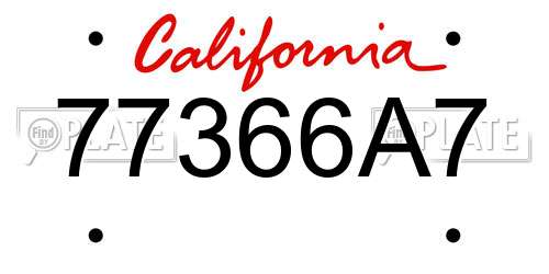 77366A7 California License Plate