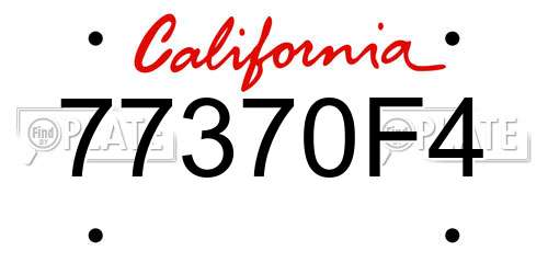 77370F4 California License Plate