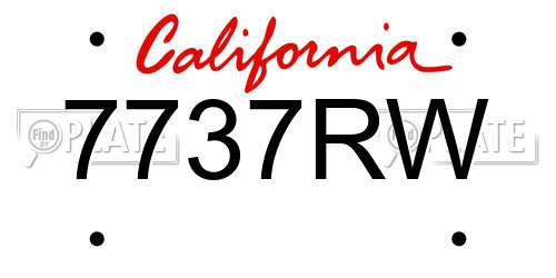 7737RW California License Plate