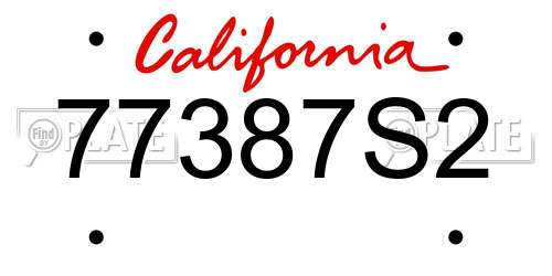 77387S2 California License Plate