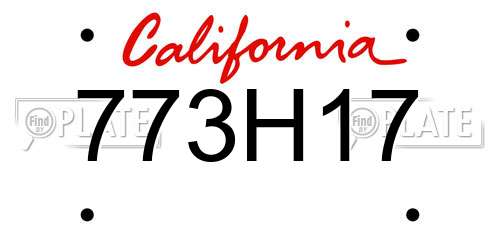 773H17 California License Plate