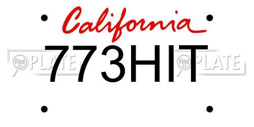 773HIT California License Plate