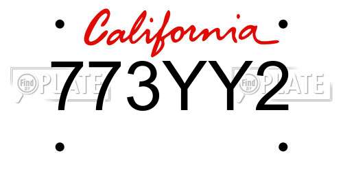 773YY2 California License Plate