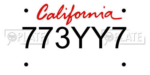 773YY7 California License Plate