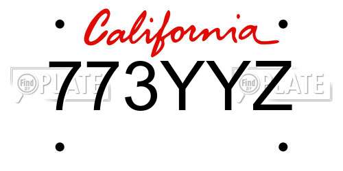 773YYZ California License Plate