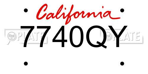7740QY California License Plate