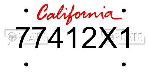 77412X1 California License Plate