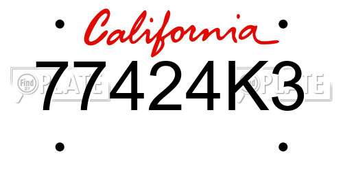 77424K3 California License Plate