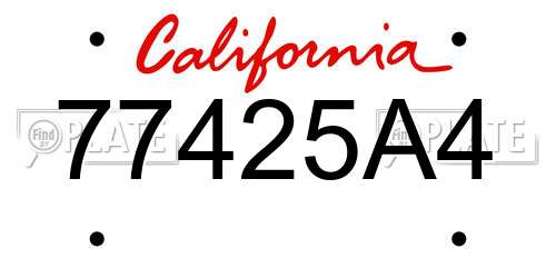 77425A4 California License Plate