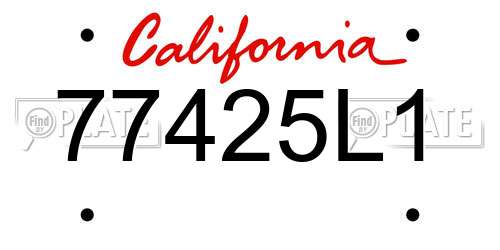 77425L1 California License Plate