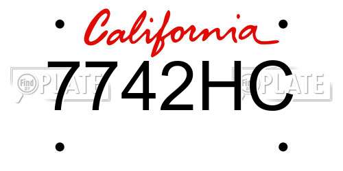 7742HC California License Plate