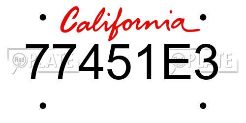77451E3 California License Plate