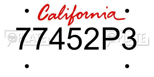 77452P3 California License Plate
