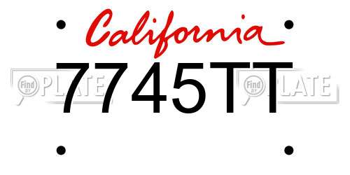 7745TT California License Plate