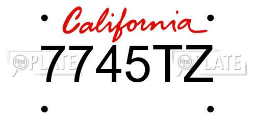 7745TZ California License Plate