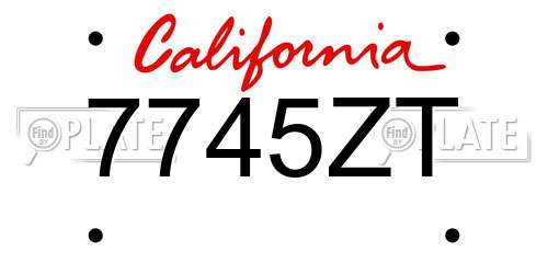 7745ZT California License Plate