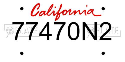 77470N2 California License Plate